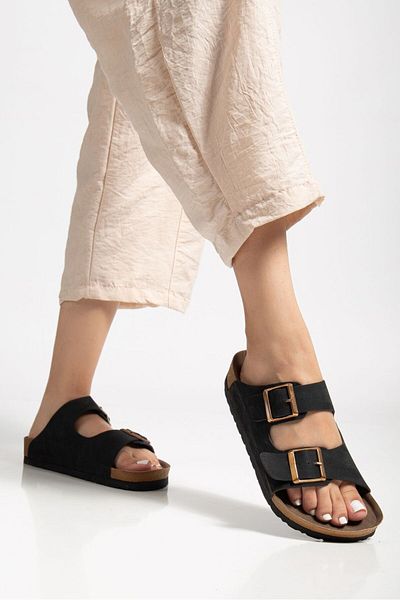 Elisay Moda YÜRÜMEK BIZIMLE GÜZEL Unisex Orthopedic Sole Slippers Double Strap Buckle Daily & Out Slippers