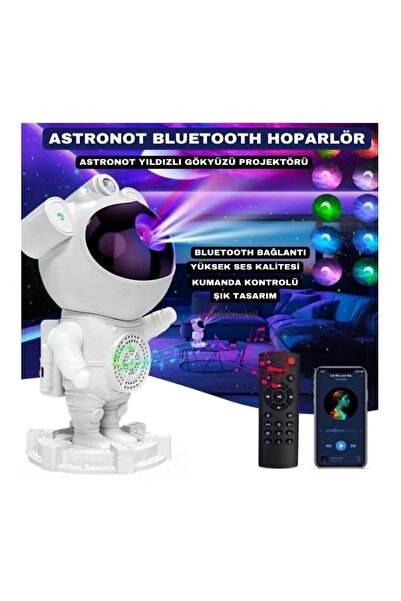 Wolawood Astronot Robot Projeksiyon Lamba Bluetooth Hoparlör Kumanda Led Nebu...
