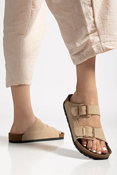 Elisay Moda YÜRÜMEK BIZIMLE GÜZEL Unisex Orthopedic Sole Slippers Double Strap Buckle Daily & Out Slippers