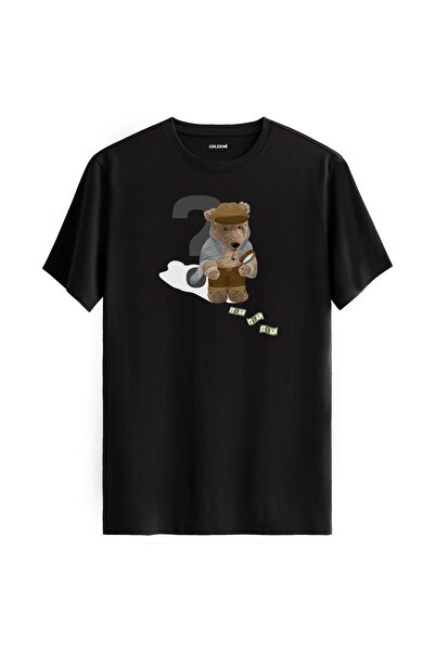 Colermi تي شيرت مطبوع عليه ديتكتيف تيدي بير - تي شيرت بتصميم تيدي بير من القط...