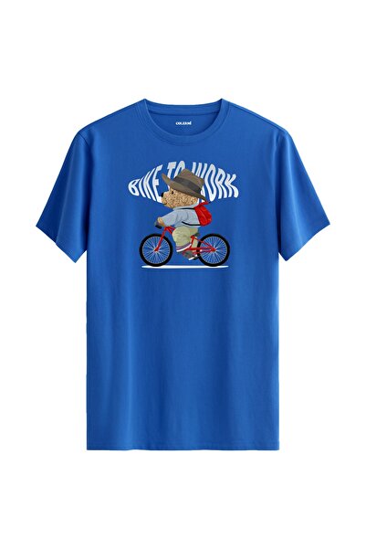 Colermi تي شيرت مطبوع عليه دمية دب لراكبي الدراجات للجنسين - تي شيرت مصنوع من...