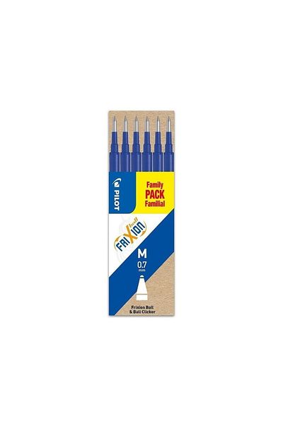 Pilot Set 6 Refills for Frixion Pen, Pilot, 0.7mm, Blue