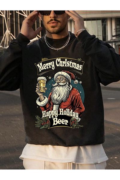 COHERENT Unisex Women/Men Christmas Custom Colorful Oversize Crew Neck Cotton Sweatshirt