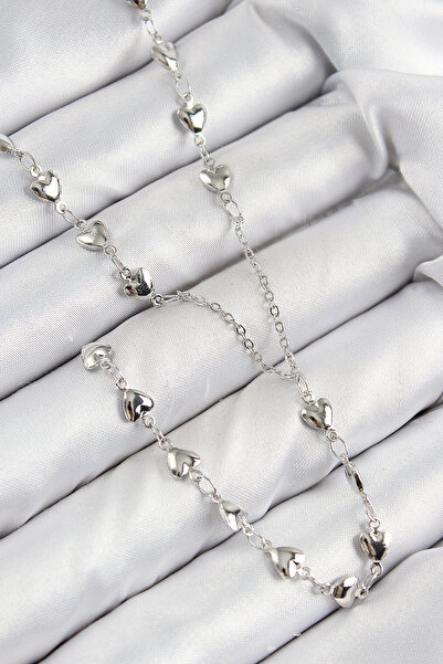 Skygo قلادة على شكل قلب من حجر الزركون النحاسي باللون الفضي - TJ-BKO10456