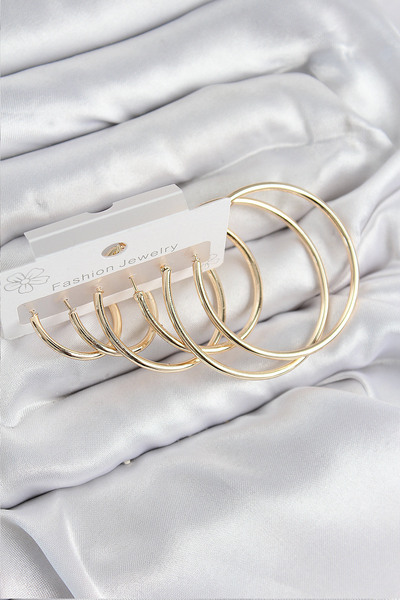 Epilons Brass Hoop Model Gold Color Women's Set Earrings - Tj-Bkp11041 Zenvia...