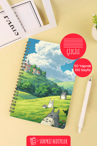 Anime Marketi Studio Ghibli Tasarımlı A5 Spiralli Okul Defteri 50 Yaprak 100 ...