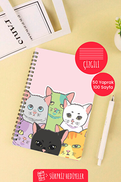 Anime Marketi دفتر مدرسي حلزوني مقاس A5 بتصميم Alien Kedolar 50 ورقة 100 صفحة - مسطر