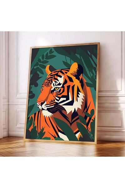 Nuqta Canvas Painting - Tiger in the Jungle in Vector Art Style