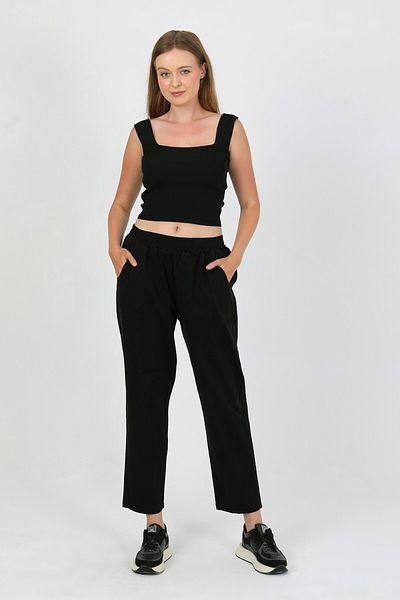 TANISA Nomira Elastic Waist Gabardine Trousers Tns-4156