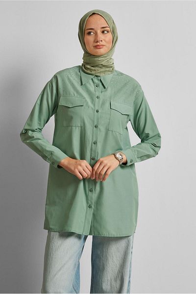 Alvina Cotton Stone Tunic 45738