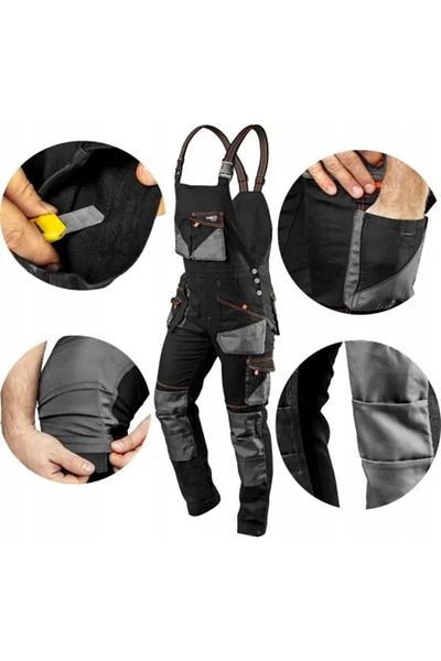 NEO Work Pants with Bib, Overalls, Slim Fit, HD Model, Size S/48,