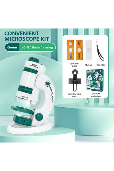 Choice3 green pro Kid Science Experiment Pocket Microscope Toy Kit 60-120x Educational Mini Handheld Microsc