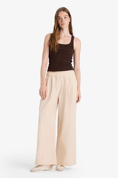 DeFacto Wide Leg Double Pocket Regular Waist Standard Length Trousers F9223Ax25Sm