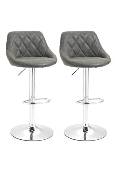 ART Set de 2 scaune de bucătărie/bar, Marion, rotative, piele PU, gri și argi...