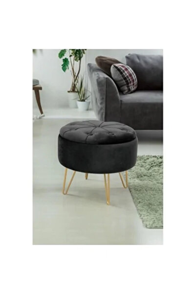 Akord Furniture Factory Kulatý taburet s úložným prostorem, samet, černý, max. 80 kg, 38 x 33 cm, Caro, Akord