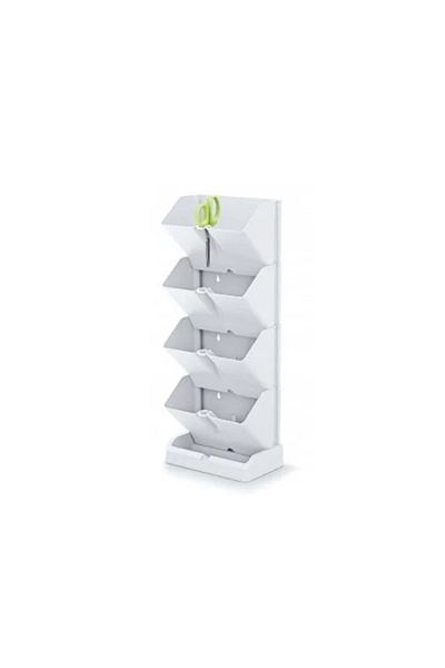 Prosperplast Decorative flower pots, modular, white, 4 x 1 L, set of 4, 19.5 x 11.4 x 47.5 cm, Mini Cascade