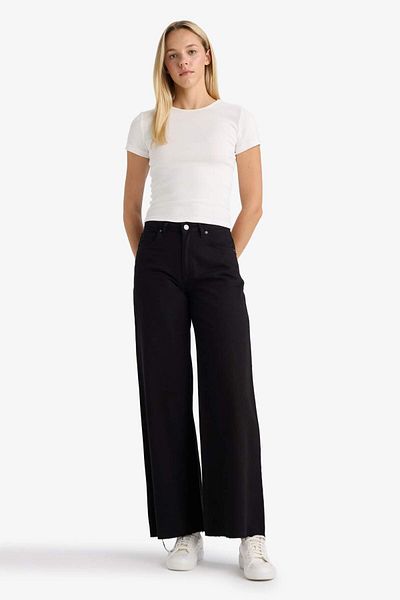 DeFacto Wide Leg Normal Waist Standard Size Gabardine Trousers E4381Ax25Au
