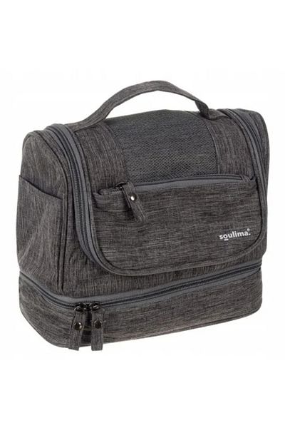 MultiColor Cosmetic/Toiletry Bag, Soulima, Waterproof, with Hanger, Grey, 24.5 x 13.5 x 21 cm