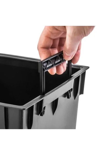 Prosperplast Decorative Flower Pot, Square, 32.5 x 32.5 x 61 cm, Rattan Imitation, Anthracite,