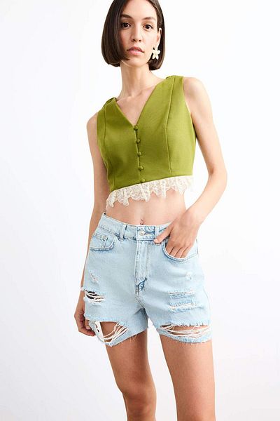 DeFacto Fitted Button Lace Detailed Vest F9942Ax25Sm