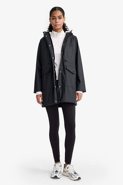 DeFacto Regular Fit Hooded Faux Leather Raincoat E8575Ax25Wn