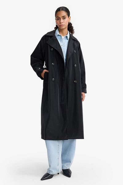 DeFacto Regular Fit Faux Leather Belted Long Trench Coat E8580Ax25Au