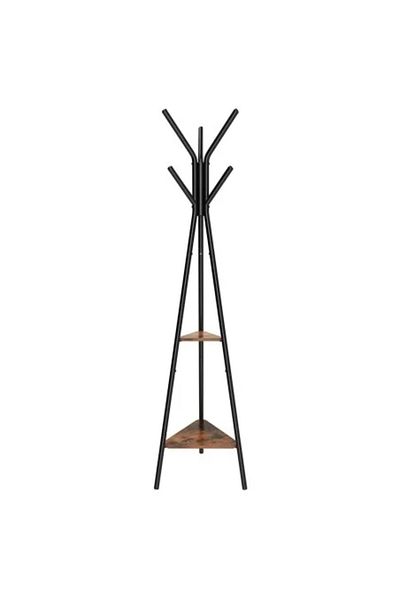 SONGMICS Cuier, Songmics, 6 carlige, 2 rafturi, metal, negru, 49 x 49 x 179 cm