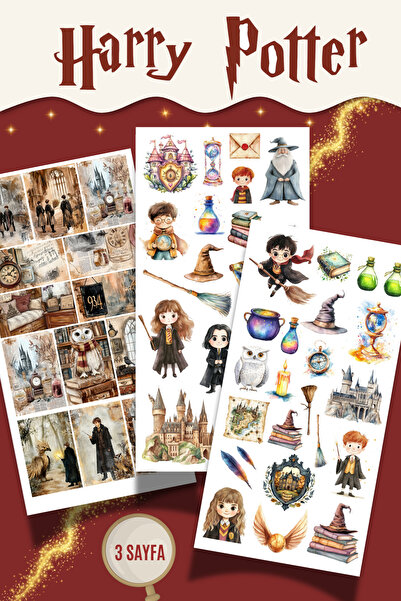Hume Craft Harry Potter Sticker Seti – 3 Sayfa Büyülü Dünya Temalı – (Ajanda,...