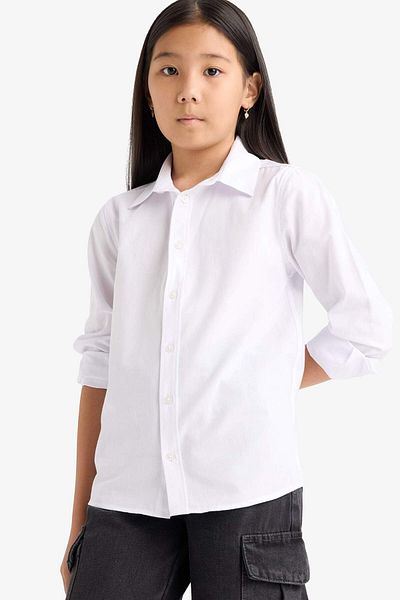 DeFacto Boy's Polo Neck Poplin Long Sleeve Shirt G1487A825Au