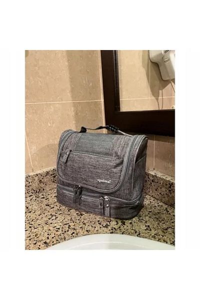 MultiColor Cosmetic/Toiletry Bag, Soulima, Waterproof, with Hanger, Grey, 24.5 x 13.5 x 21 cm