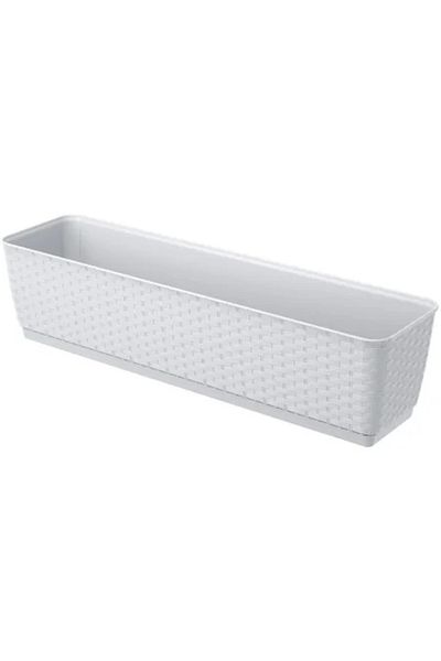 Prosperplast Decorative Planter, Prosperplast, Rattan Imitation, White, 59 x 15.4 x 14.2 cm