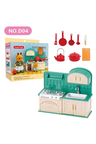 Choice3 D04 1:12 Miniature Furniture Forest Family Kitchen Toy Dining Table Dollhouse Accessories Bathroom P