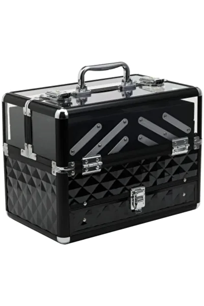 ART Cosmetic/Accessory Bag, Aluminum, Black, 6 Compartments, 30 x 18.5 x 22 cm