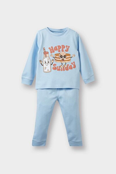 DeFacto 100% Cotton Cotton Piece Elastic Waist Pajama Set for Baby Boy F0547A...