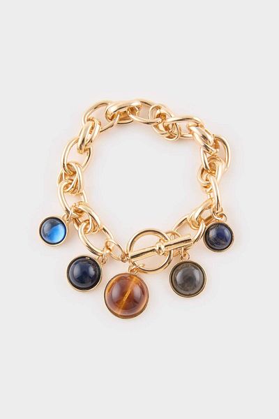 DeFacto Women's Colorful Stone Gold Bracelet F6636Axns