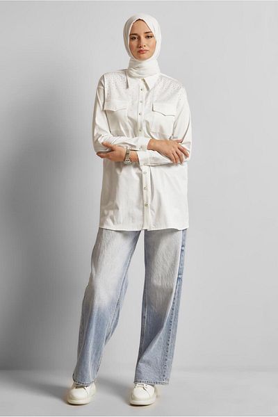Alvina Cotton Stone Tunic 45738