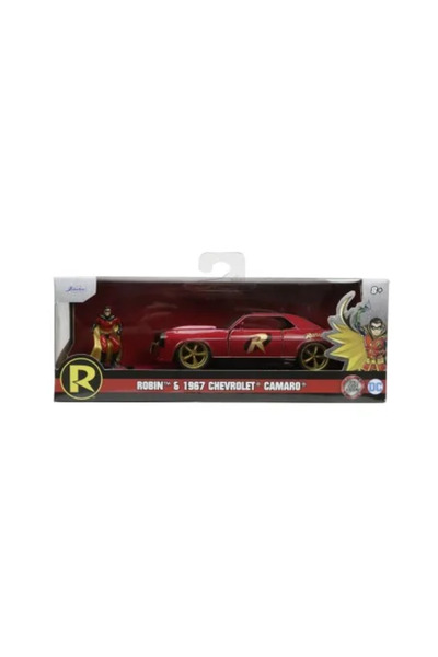 JollyMag JADA BATMAN SET FIGURINA ROBIN SI MASINUTA METALICA CHEVROLET CAMARO 1967 SCARA 1:32