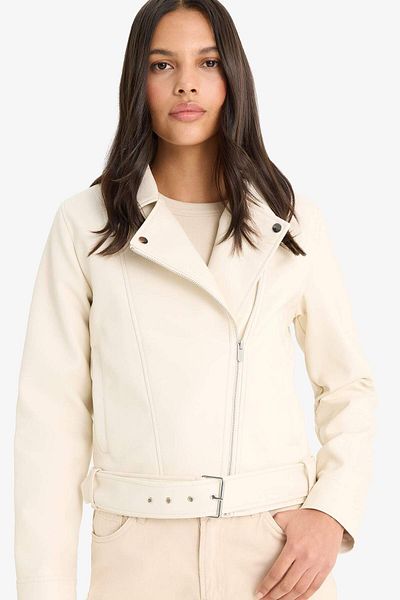 DeFacto Regular Fit Zippered Faux Leather Jacket Coat E8530Ax25Au