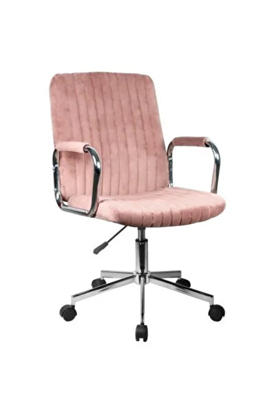 Akord Furniture Factory Otočná židle, sametová, růžová, max. 120 kg, 51x61x92/102 cm