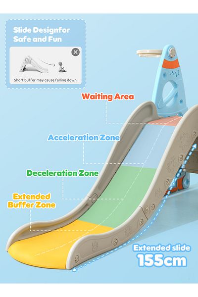Sheinhome Slide & Swing Set for Toddlers, Indoor & Outdoor Playground Climber with Basketball, Football Rings