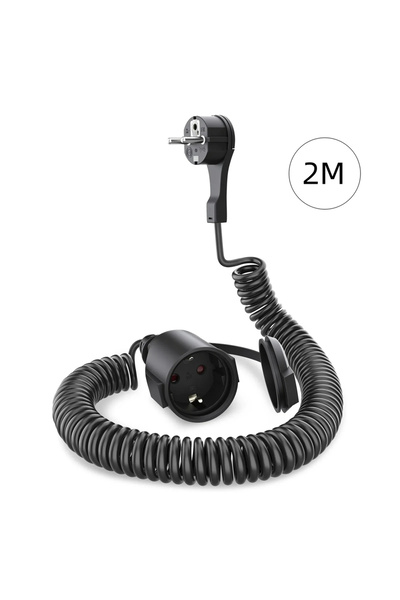 choice2 2m black 2/5/8m extension cable European 2-pin Type C plug male to female power socket with retracto