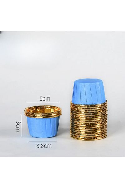 Choice3 small gold blue 50 pcs Small Mini Pack Muffins Cup Paper Cupcake Wrappers Baking Cups Cases Muffin B