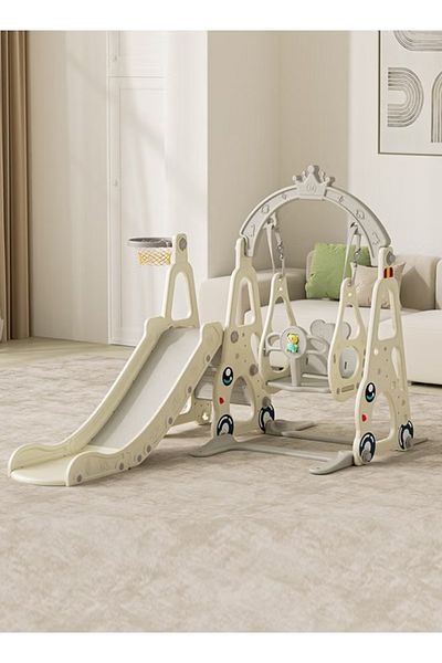 Sheinhome Toddler Swing and Slide Set for Children, Baby Playground with Basketball Hoop, Long Slide