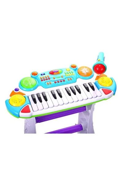 MalPlay Electronic Piano with Chair and Microphone, 45 cm Height, Blue