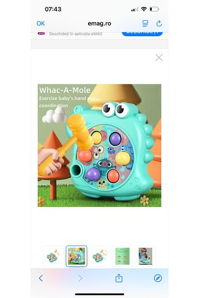 OEM Whack a Mole toy, with hammer, Crocodile, Green