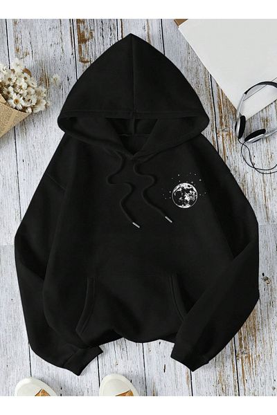 COHERENT Unisex Men/Women Colorful World Custom Printed Cotton Oversize Hooded Sweatshirt