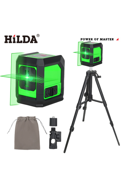 Hilda SET4 Laser Level 2-Line Green Laser Instrument With Magnet Wall Level Portable Provincial Supp
