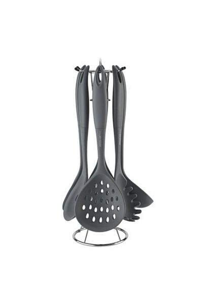 Arshia 7 pcs Gray Silicone Utensil Set