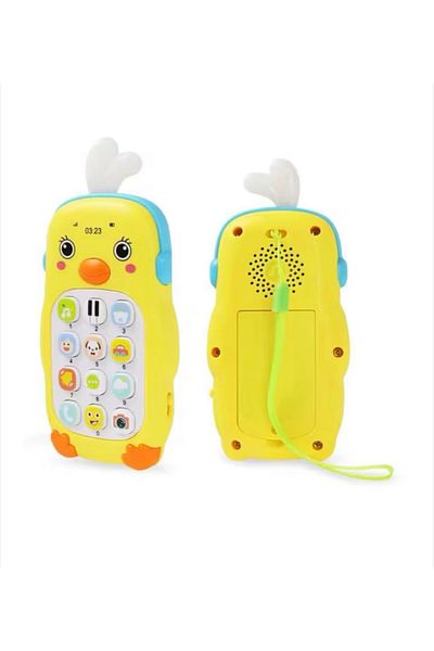 OEM Interactive mobile phone toy with sounds and lights, ON/OFF button, Yellow
