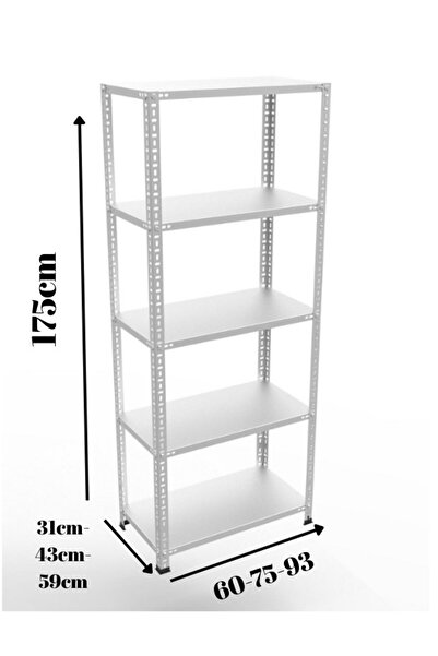 RafBurada 4 Katlı Galvaniz Çelik Raf - Depo, Arşiv, Kiler, Dosya, Market Rafı...